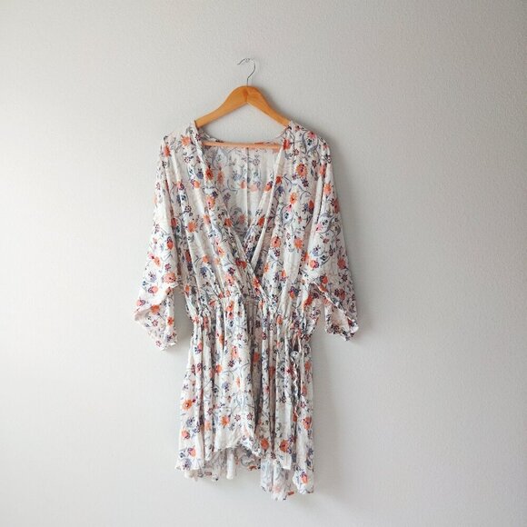 Free People Floral Kimono Sleeve Dress - Picture 1 of 6